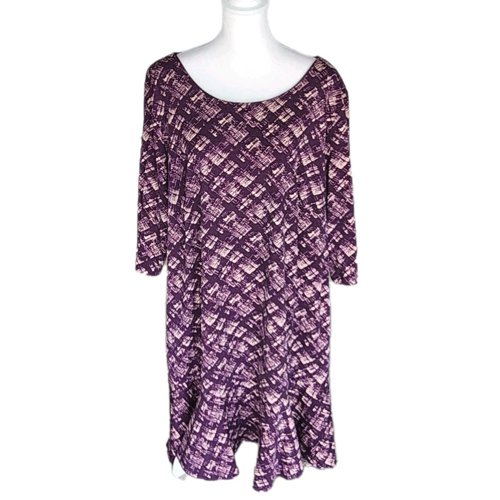 Connected Apparel Dress Womens 22W Plus Purple Geometric Stretch Casual‎ Career